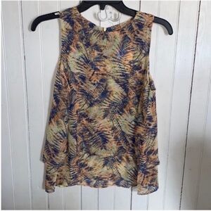 Lumiere Urban Outfitters Tank Top Yellow Orange Blue Tropical Print Size S